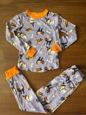 Kids Halloween Puppy Print Long Sleeve Pajama Set, 6